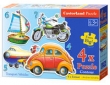 4x1 Puzzle Konturowe Transport Vehicles