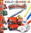 Mały chłopiec. Kolorowanka. Wóz strażacki
