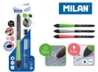Długopis MILAN STYLUS niebieski + 2 włady + 2 gumki zapasowe na blistrze