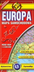 Europa laminowana mapa samochodowa  1:4 000 000