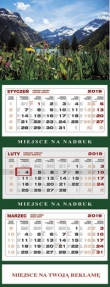 Kalendarz 2019 trójdzielny Alpy