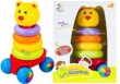 Kolorowa Piramidka z kółek Na kółkach Miś Sznurek