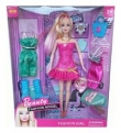 Lalka Fashio Girl 29 cm z ubrankami 6 elementów mix sukienka różowa