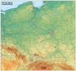 Polska. Mapa Ogólnogeograficzna mapa ścienna oprawiona w listwy