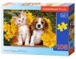 Puzze Kitten, Puppy and Flowers 108