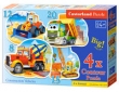 Puzzle 4w1 Contour 8-12-15-20 Construction Vehicles