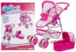 Wózek dla lalek głęboki spacerowy 2w1 różowy