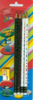 Zestaw szkolny Easy school 4 ołówki + temperówka